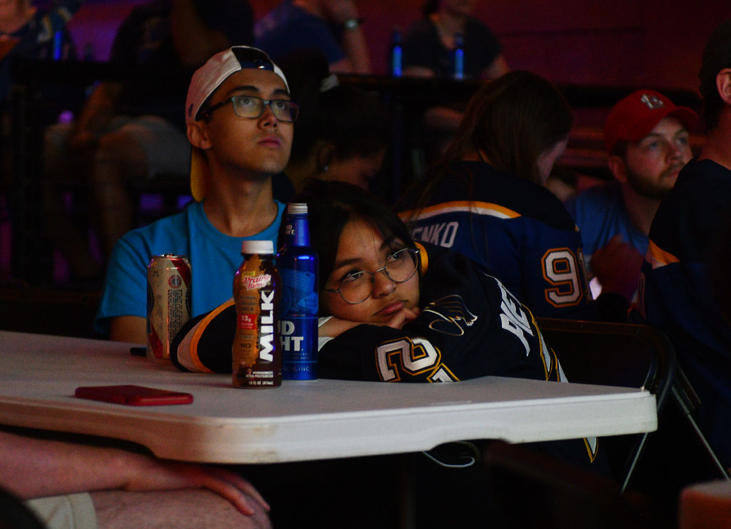 Daryl Parungao and Nathan Edic-Gordey watch the game in disbelief